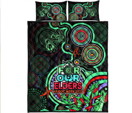 naidoc-week-2023-quilt-bed-set-indigenous-tribal-ver02-green