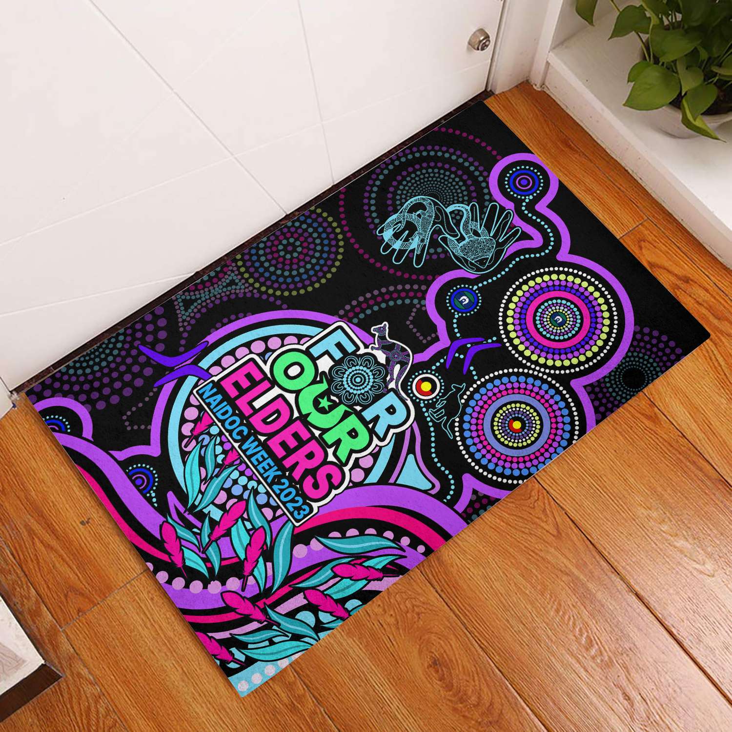 NAIDOC Week 2023 Door Mats Indigenous Tribal Ver.02 - Purple LT9
