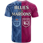 Blues and Maroons Rugby T Shirt State of Origin NSW Combine QLD Sporty Style 2023 LT9