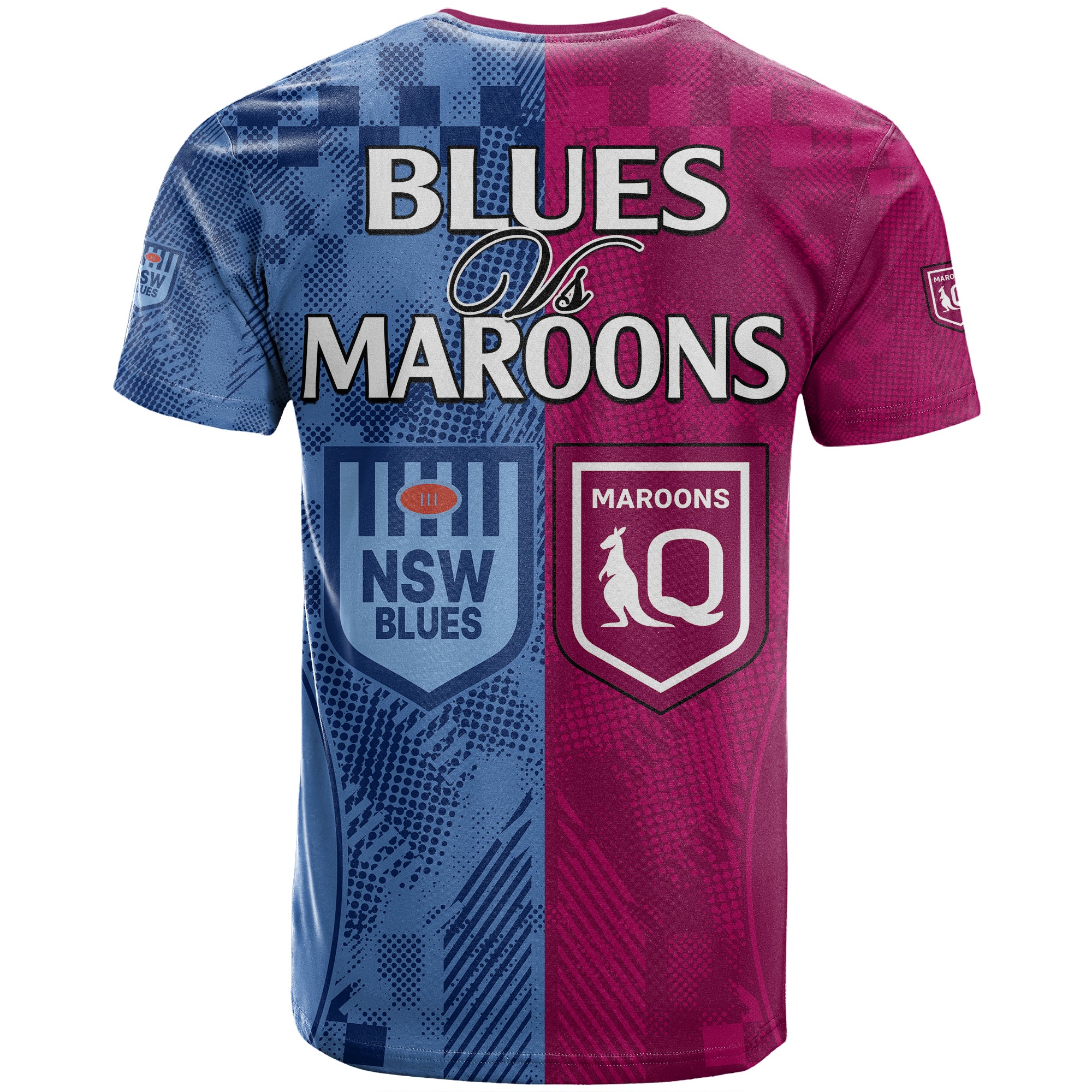 Blues and Maroons Rugby T Shirt State of Origin NSW Combine QLD Sporty Style 2023 LT9