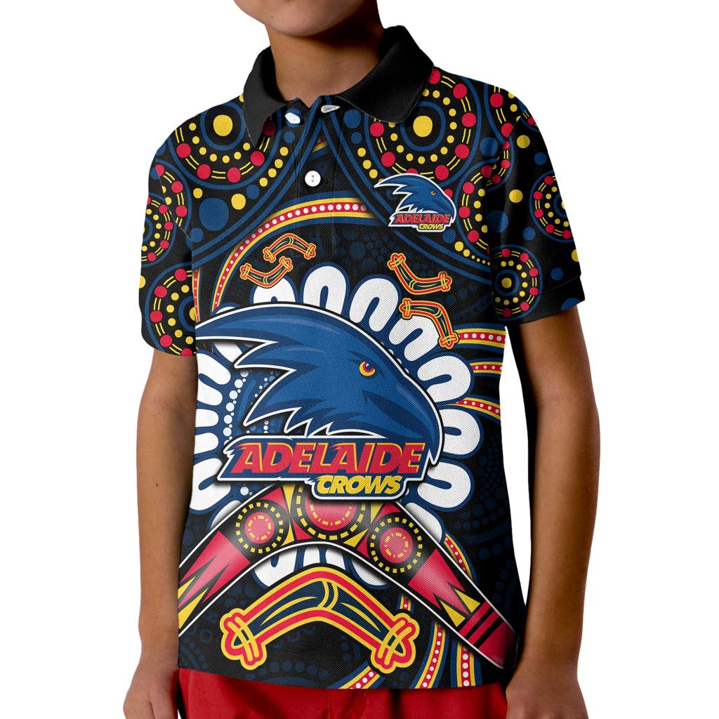 custom-adelaide-crows-football-kid-polo-shirt-boomerang-indigenous-dots