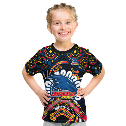 custom-adelaide-crows-football-kid-t-shirt-boomerang-indigenous-dots