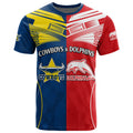 NRL Half Dolphins and Half Cowboys Rugby T Shirt Sporty Style LT9