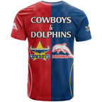 NRL Half Dolphins and Half Cowboys Rugby T Shirt Sporty Style LT9