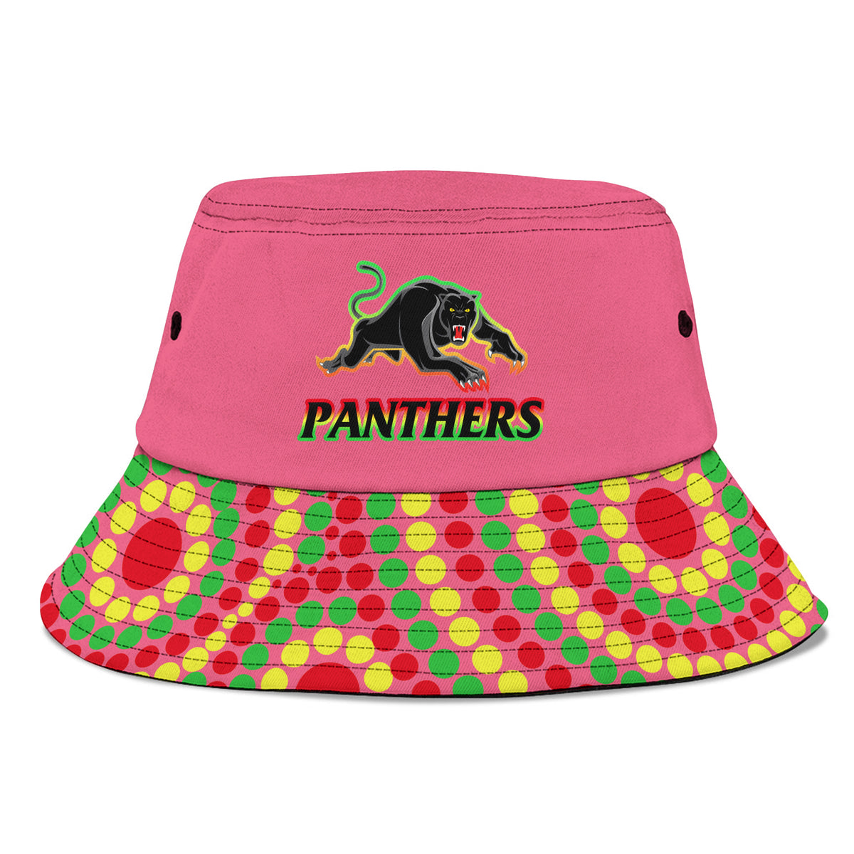 panthers-rugby-bucket-hat-2023-unique-indigenous-art-version-pink