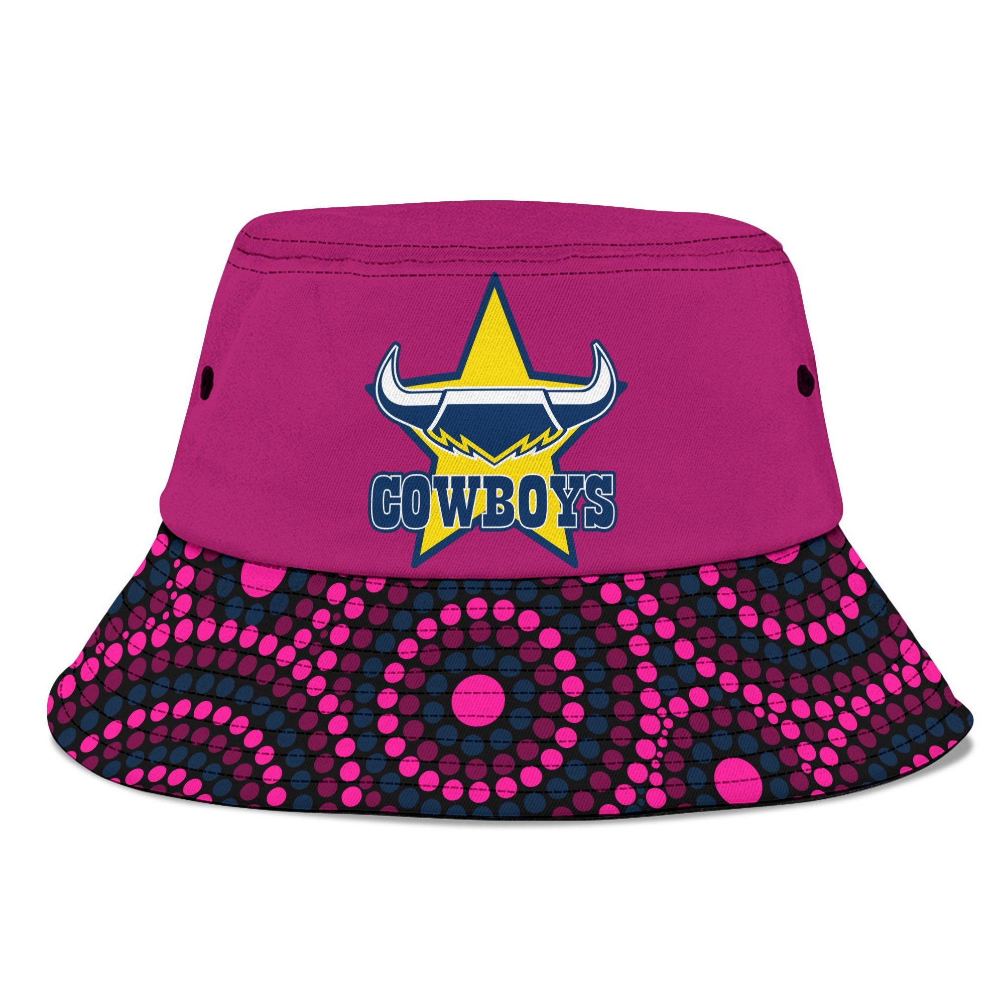 cowboys-rugby-bucket-hat-2023-indigenous-art-unique-pink-version