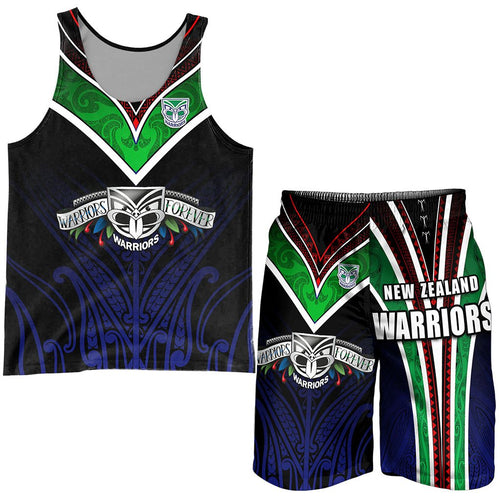 New Zealand Warriors Combo Men Tank Top and Men Short The Warriors Special Maori Silver Fern Style LT9