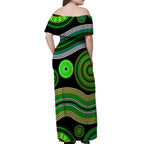 australian-aboriginal-dot-unique-style-green-off-shoulder-long-dress