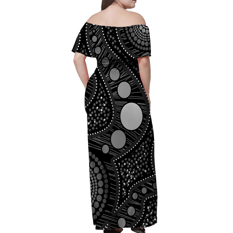 australian-aboriginal-art-black-off-shoulder-long-dress