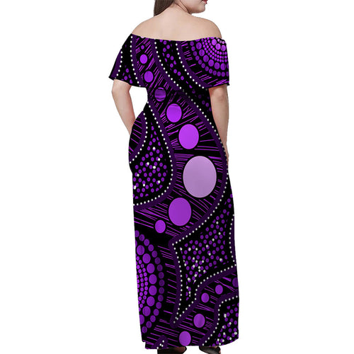 australian-aboriginal-art-purple-off-shoulder-long-dress