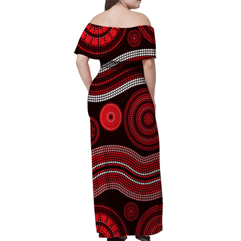 australian-aboriginal-dot-unique-style-red-off-shoulder-long-dress