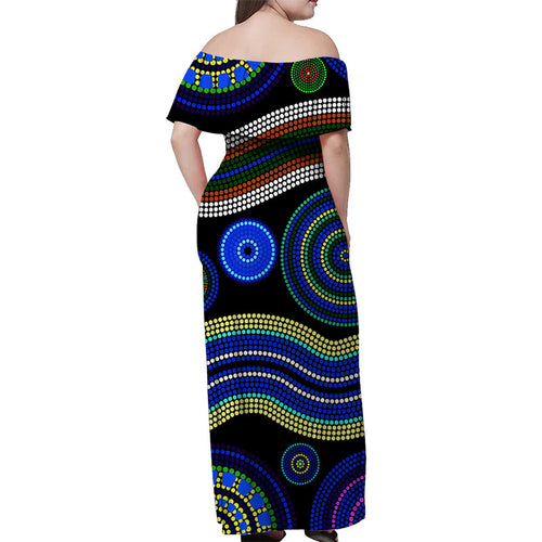 australian-aboriginal-dot-unique-style-blue-off-shoulder-long-dress