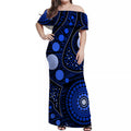 australian-aboriginal-art-blue-off-shoulder-long-dress