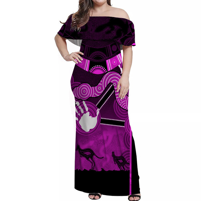 australian-boomerang-and-snake-pink-indigenous-art-off-shoulder-long-dress
