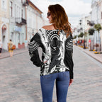 Personalised Collingwood Magpies Aboriginal Off Shoulder Sweater Artsy Vibes - Vibe Hoodie Shop