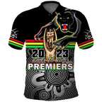 Panthers Rugby Polo Shirt Pennies Premiers 2023 Back To Back Indigenous Original LT14