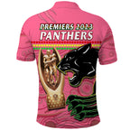 Panthers Rugby Polo Shirt The Riff 2023 Premiers Aboriginal Pink LT14