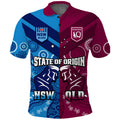 (Custom Personalised) QLD Maroons And NSW Blues Rugby Polo Shirt State of Origin Indigenous LT14