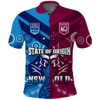 (Custom Personalised) QLD Maroons And NSW Blues Rugby Polo Shirt State of Origin Indigenous LT14