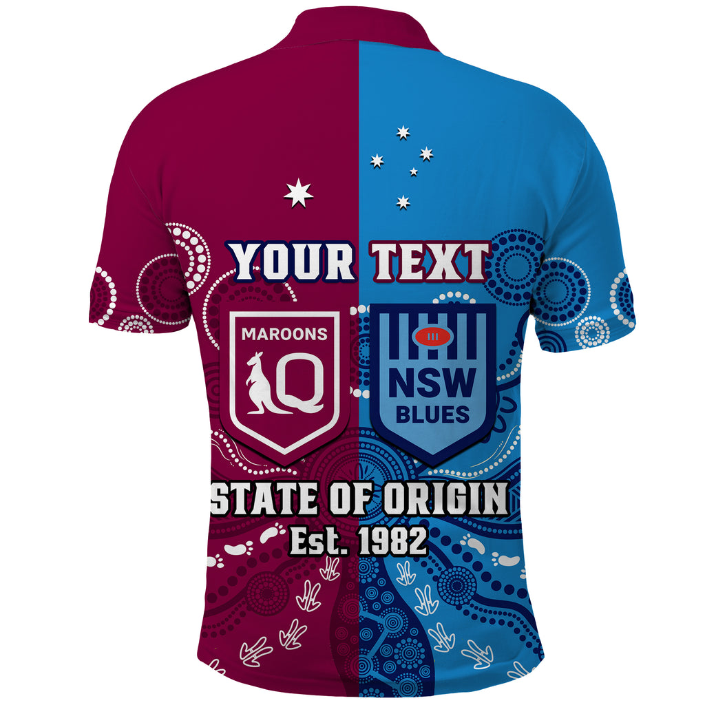(Custom Personalised) QLD Maroons And NSW Blues Rugby Polo Shirt State of Origin Indigenous LT14