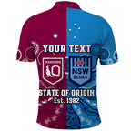 (Custom Personalised) QLD Maroons And NSW Blues Rugby Polo Shirt State of Origin Indigenous LT14
