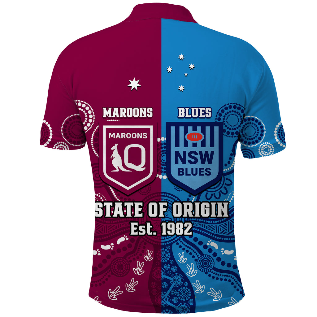 QLD Maroons And NSW Blues Rugby Polo Shirt State of Origin Indigenous LT14