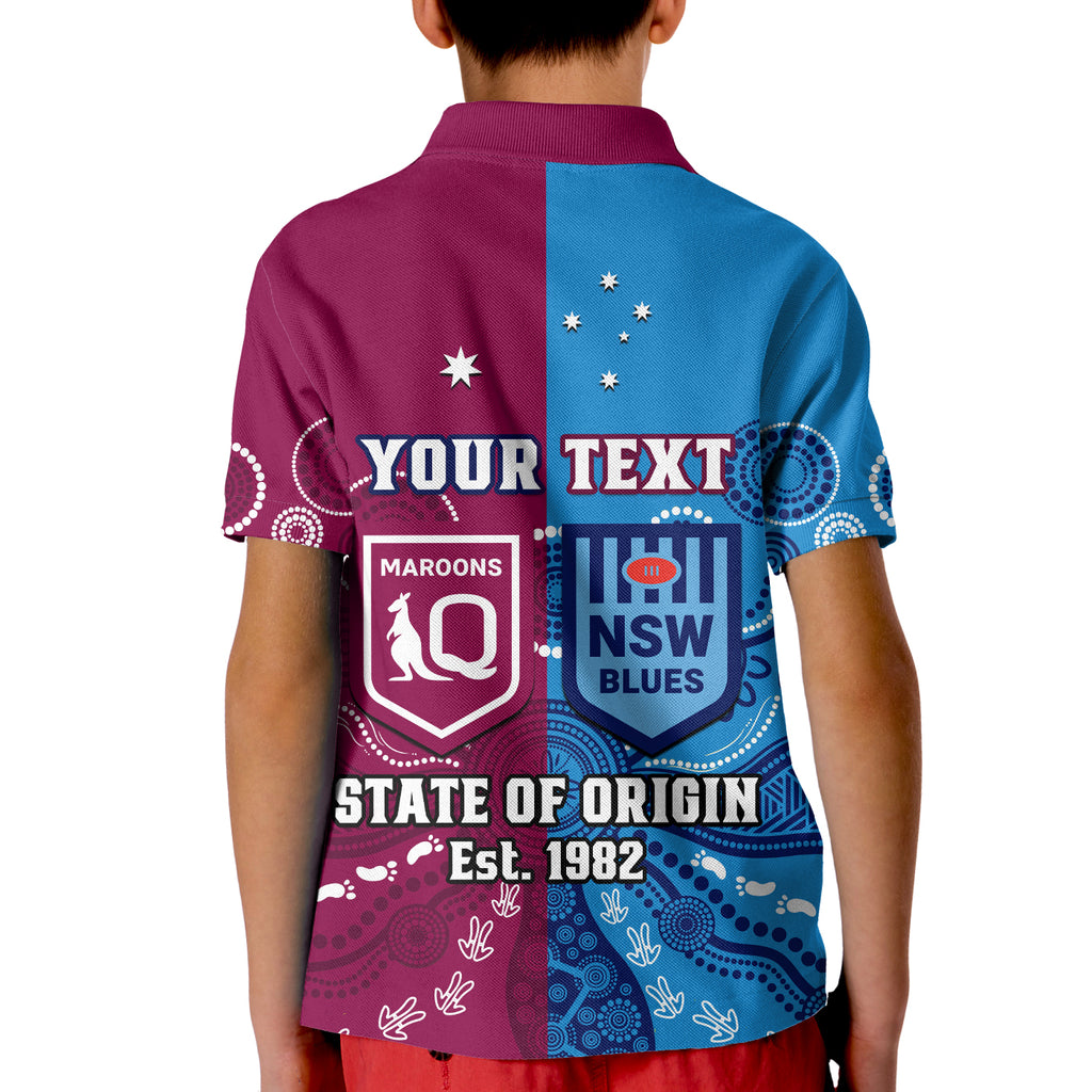 (Custom Personalised) QLD Maroons And NSW Blues Rugby Polo Shirt State of Origin Indigenous LT14