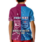 (Custom Personalised) QLD Maroons And NSW Blues Rugby Polo Shirt State of Origin Indigenous LT14