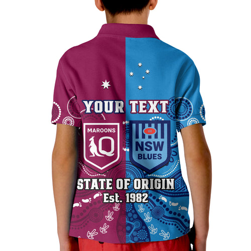 (Custom Personalised) QLD Maroons And NSW Blues Rugby Polo Shirt State of Origin Indigenous LT14