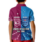 QLD Maroons And NSW Blues Rugby Polo Shirt KID State of Origin Indigenous LT14