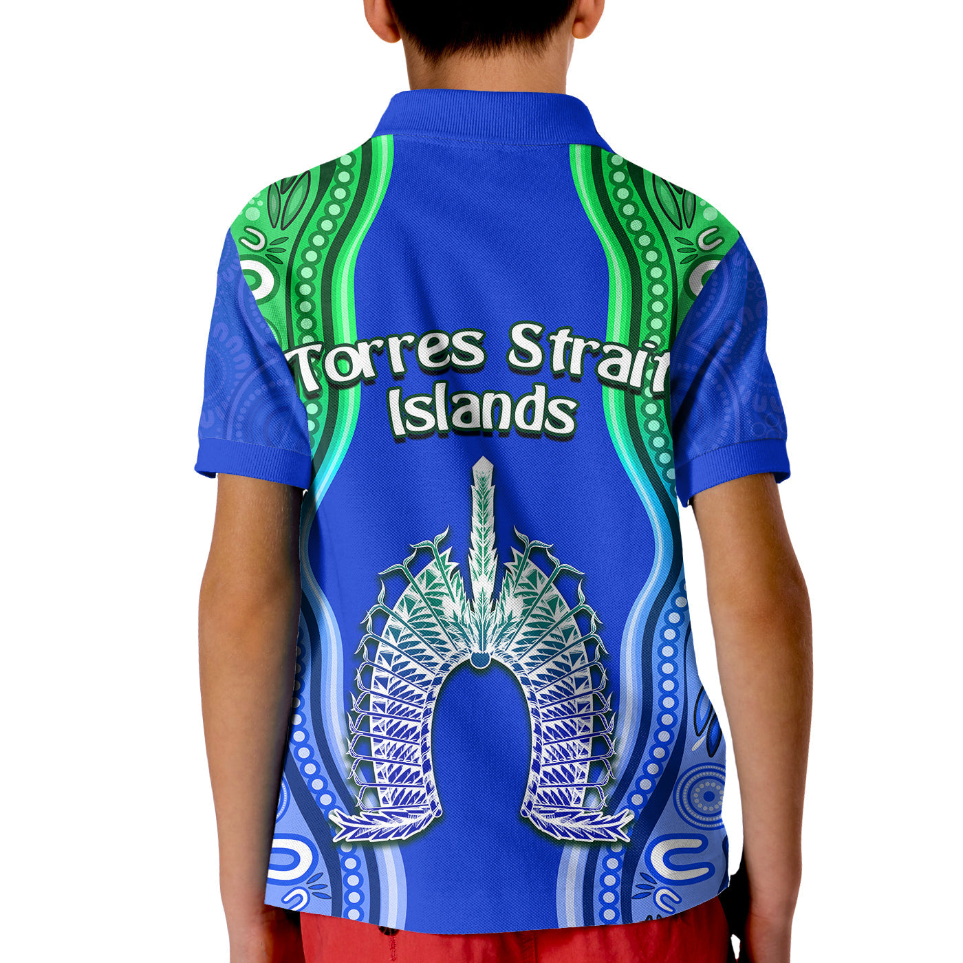 Torres Strait Islands Polo Shirt The Dhari Mix Aboriginal Turtle Version Blue LT13