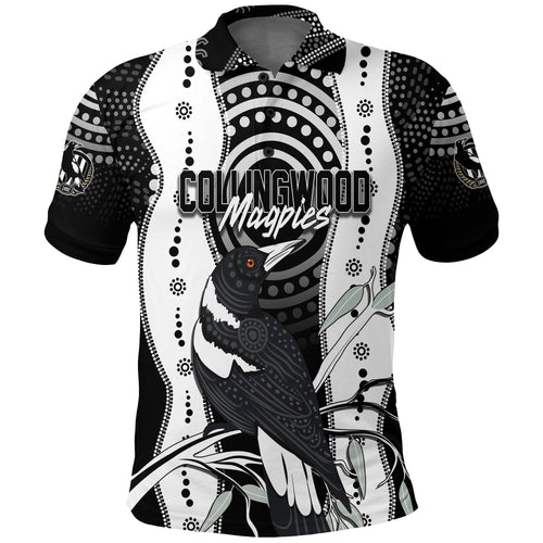 Personalised Collingwood Magpies Aboriginal Polo Shirt Artsy Vibes - Vibe Hoodie Shop