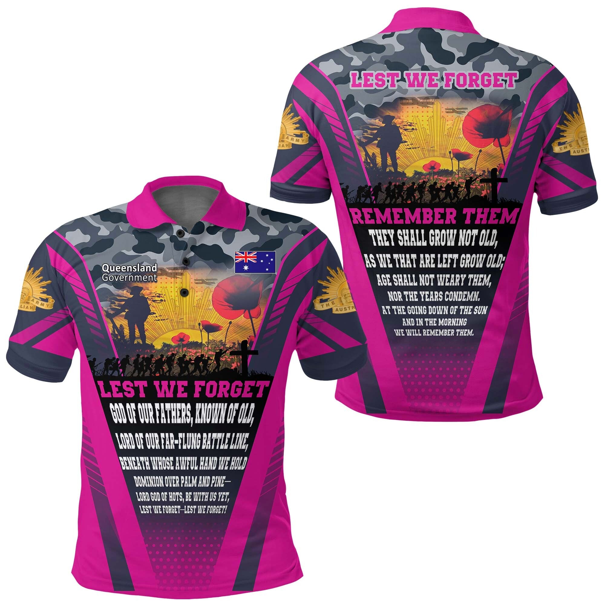 CUSTOMER REQUEST - tracey.munt - 190326 Polo Shirt ANZAC Poem LT7