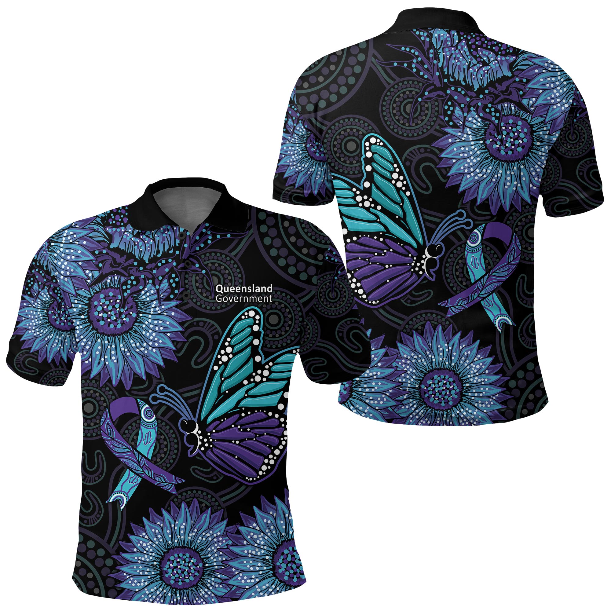 CUSTOMER REQUEST - 050825 Polo Shirt Sunflower Aboriginal Arts LT7