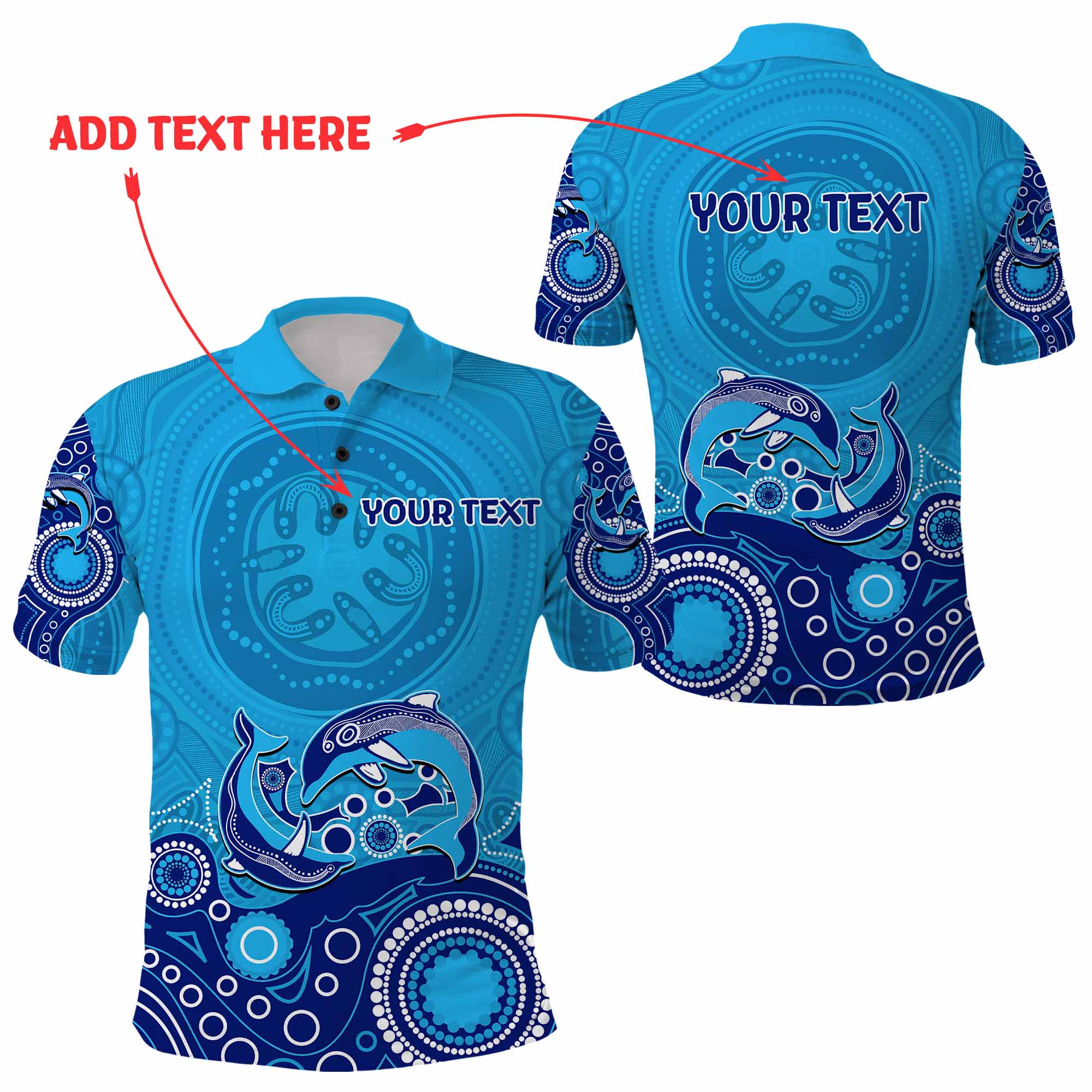Personalised Aboriginal Dolphin Polo Shirt LT9
