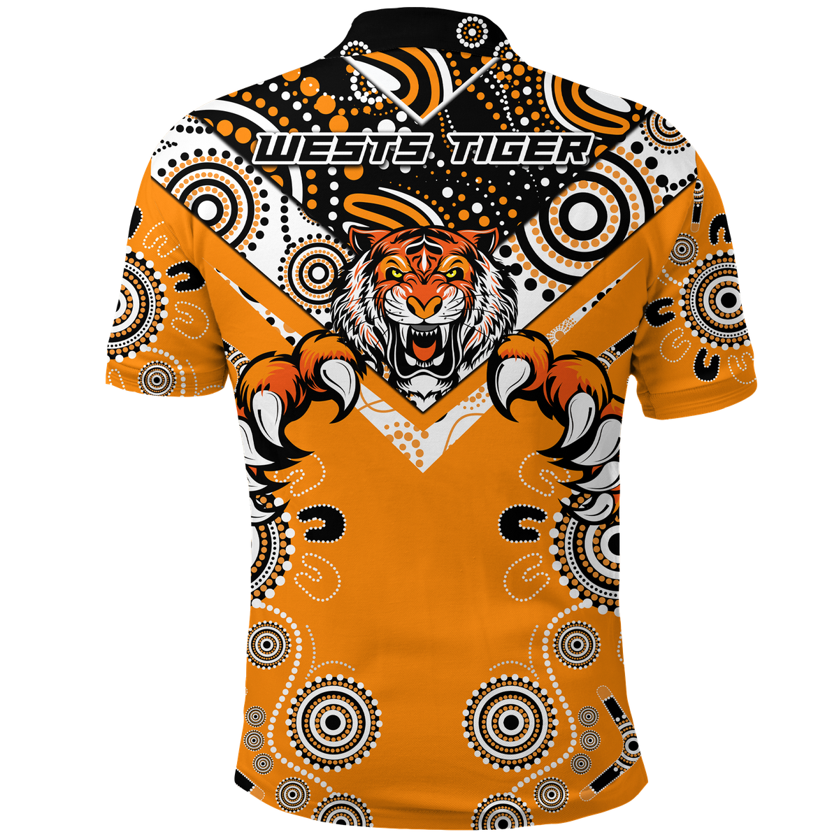Wests Tiger Rugby Aboriginal Pattern Polo Shirt - LT2