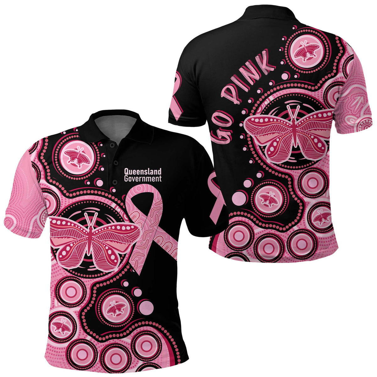 CUSTOMER REQUEST - 310525 - Breast Cancer Black Polo Shirt LT7
