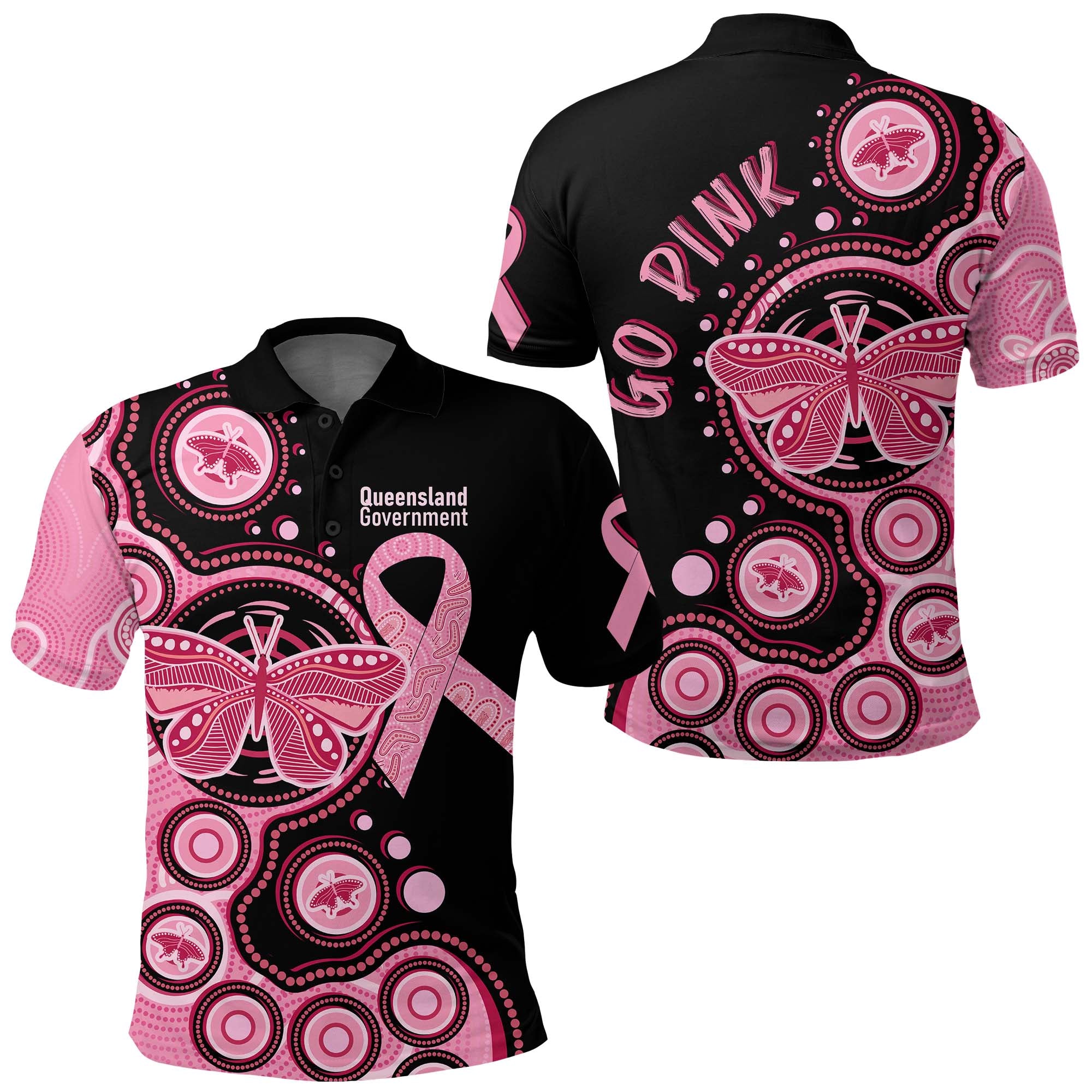 CUSTOMER REQUEST - 310525 - Breast Cancer Black Polo Shirt LT7