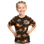 (Custom Text And Number) Wests Tigers Rugby Kid T Shirt Polynesian Tribal Mix Tropical Hawaiian Style LT14