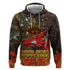 St.George Rugby Hoodie - Custom Anzac Dragons with Remembrance Poppy and Indigenous Patterns Hoodie RLT13