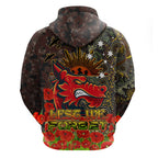 St.George Rugby Hoodie - Custom Anzac Dragons with Remembrance Poppy and Indigenous Patterns Hoodie RLT13