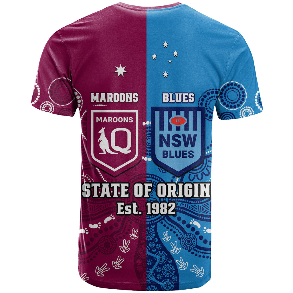 QLD Maroons And NSW Blues Rugby T Shirt State of Origin Indigenous LT14