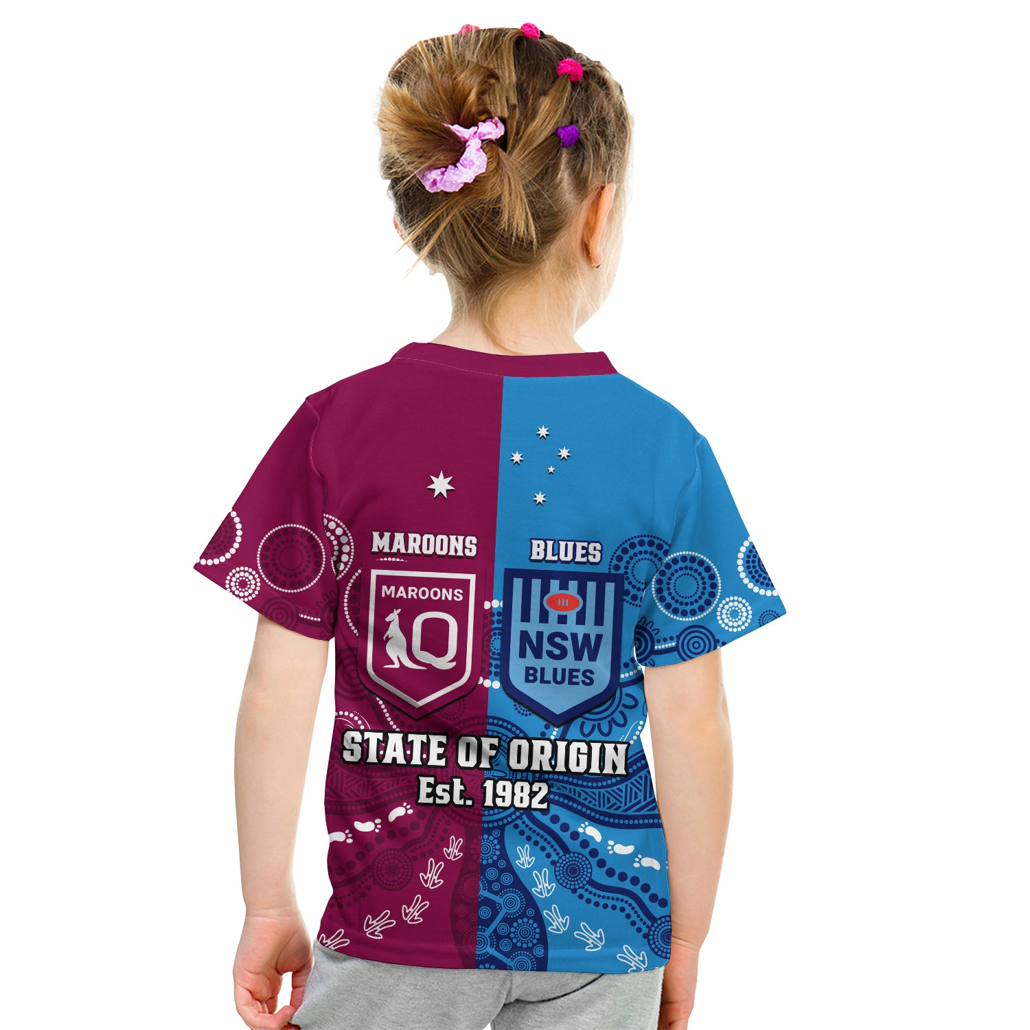 QLD Maroons And NSW Blues Rugby T Shirt State of Origin Indigenous LT14