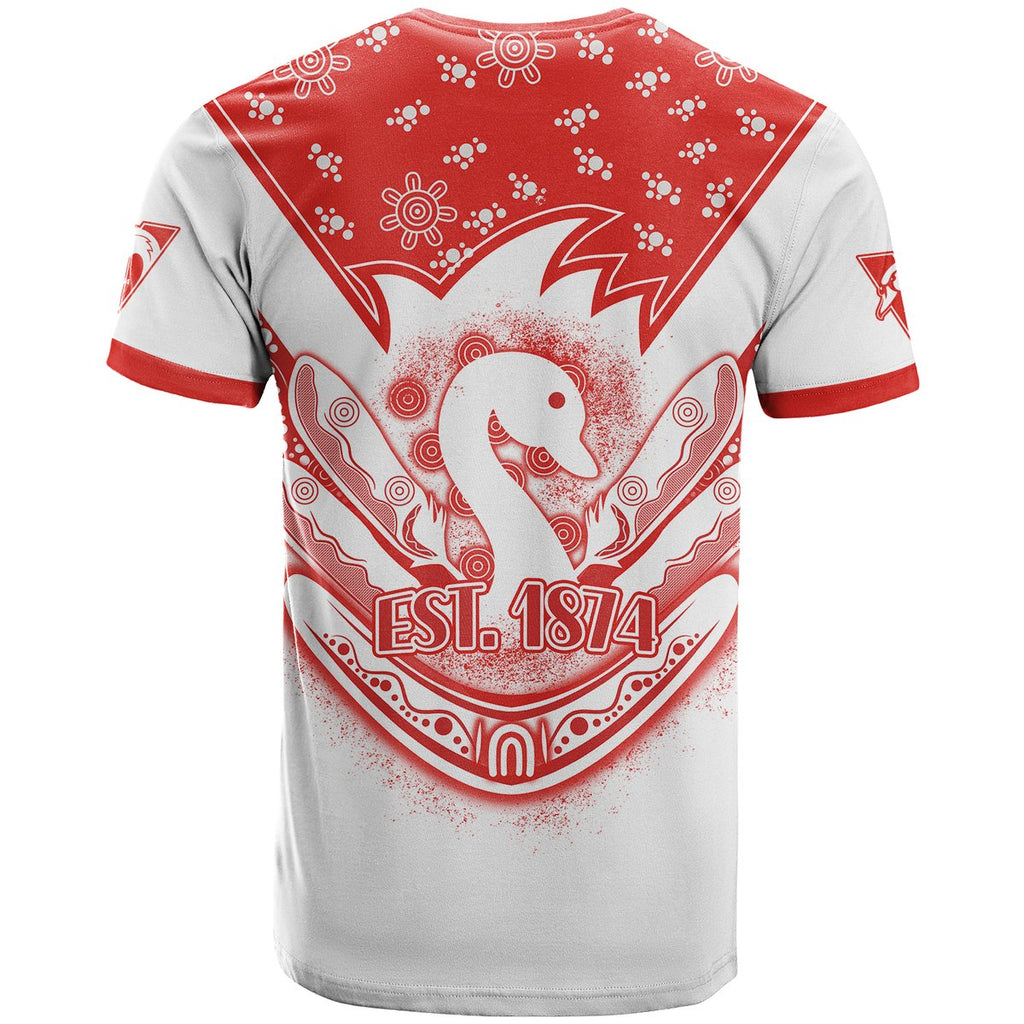 Swans Football T Shirt Est 1874 Aboriginal Boomerang Sydney Bloods LT13