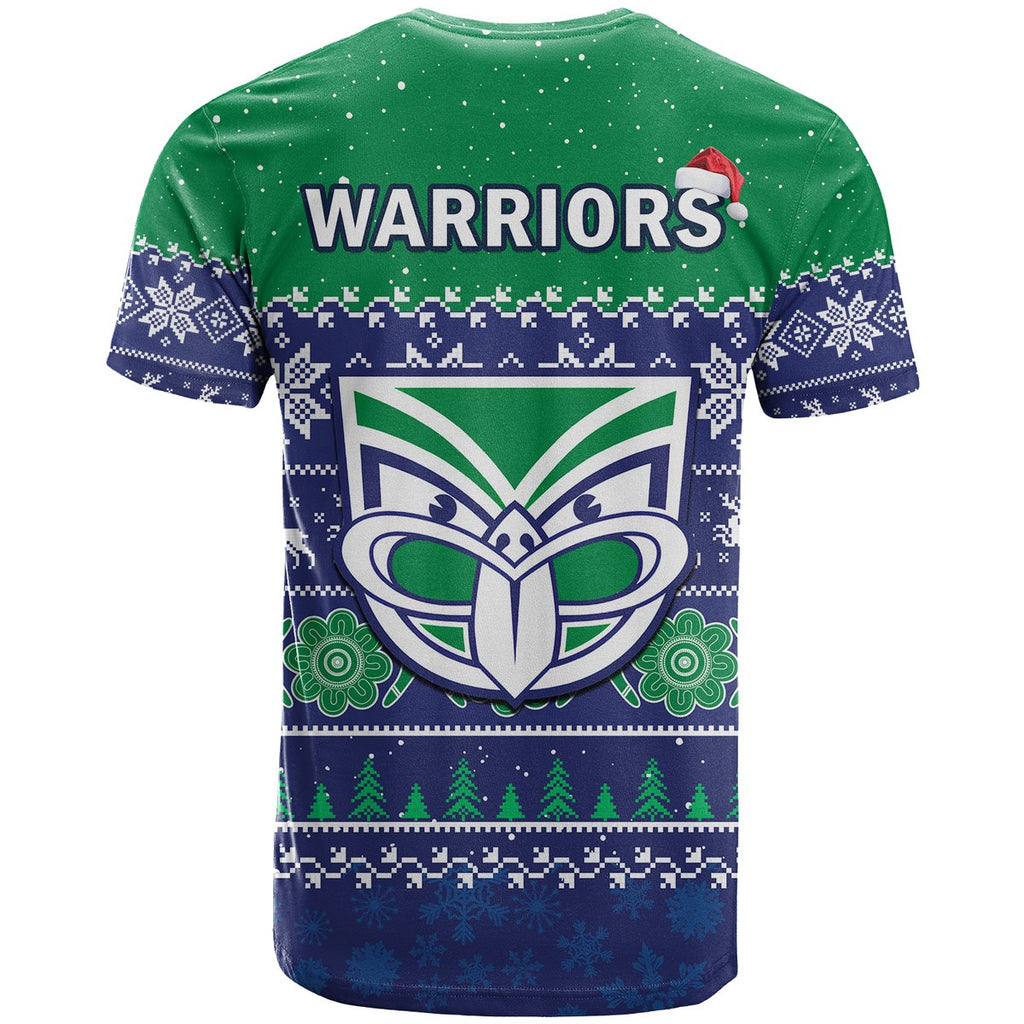 Warriors Rugby T Shirt New Zealand Indigenous Merry Christmas LT14