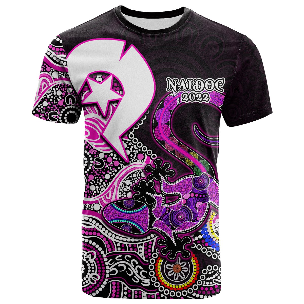 NAIDOC 2022 Aboriginal Lizard T Shirt Pink Style