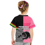 Penrith Panthers Rugby Kid T Shirt Proud The Panthers Comeback Black and Pink LT9