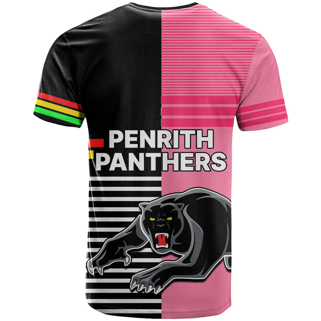 Penrith Panthers Rugby T Shirt Proud The Panthers Comeback Black and Pink LT9