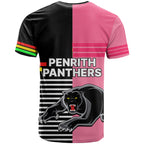 Penrith Panthers Rugby T Shirt Proud The Panthers Comeback Black and Pink LT9