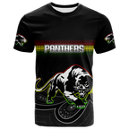 (Custom Personalised) Black Panthers Rugby League Aboriginal T Shirt - LT2